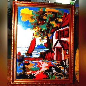Vintage Framed Needlepoint